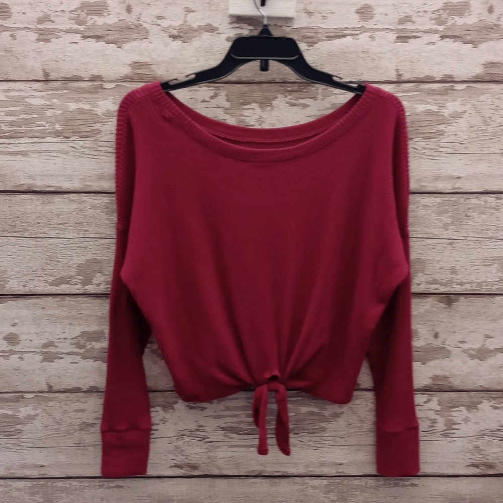 Abercrombie & Fitch Size M Wine Long Sleeve Tie Front Shirt